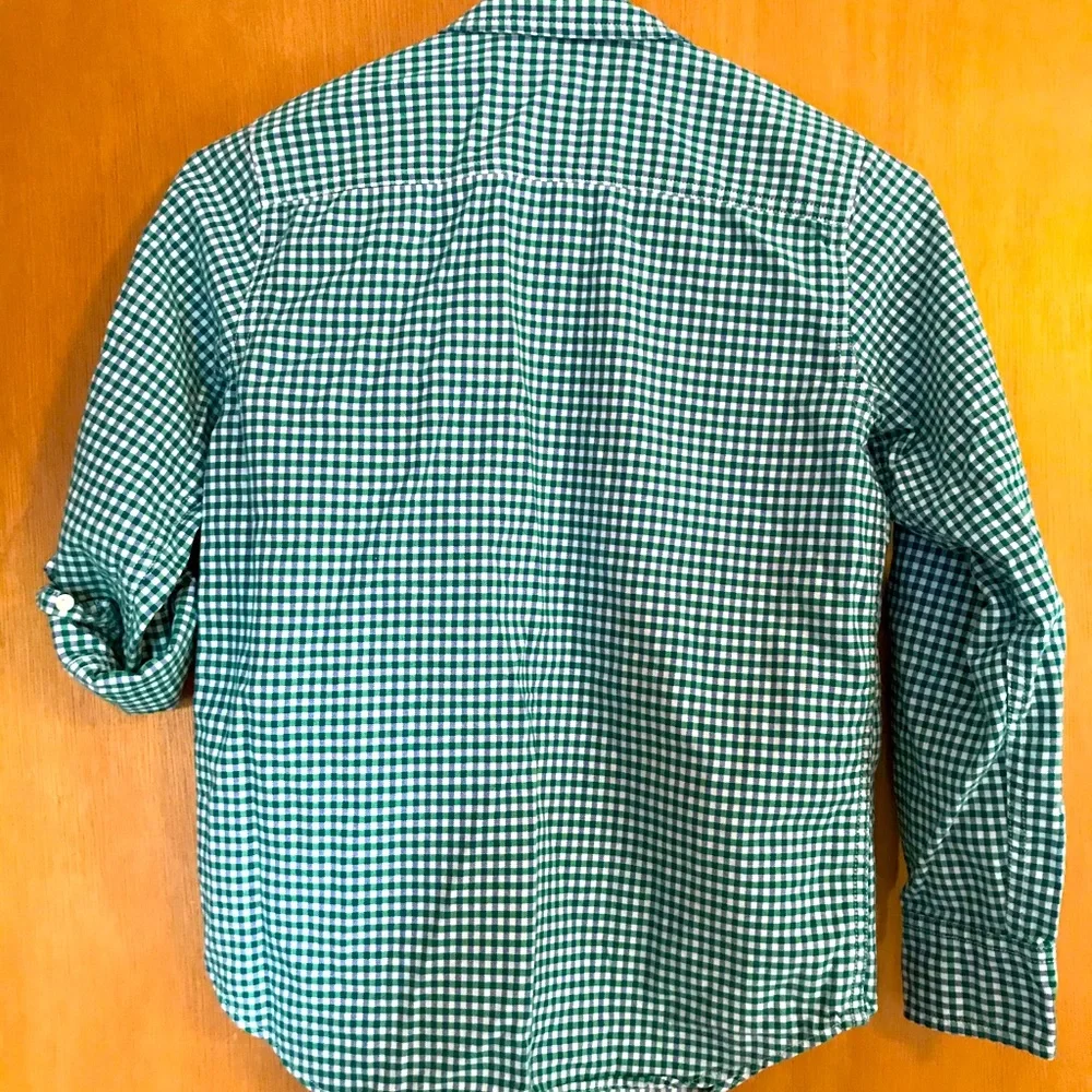 GAP Kids long-sleeve button-down gingham shirt size medium, green blue white